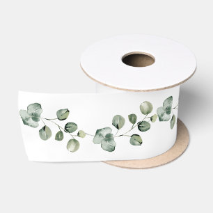 Modern versatile Eucalyptus branch border Ribbon Satin Ribbon