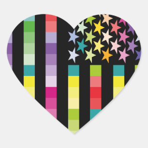 MODERN VERSION MULTICOLOR USA/USA FLAG MASANSER HEART STICKER