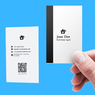 Modern Vertical Black White Real Estate Business Card