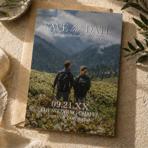 Modern Vertical Double-sided Photo Save The Date