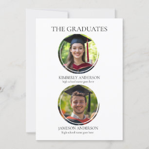 Modern vertical Joint Graduation Party Invitations