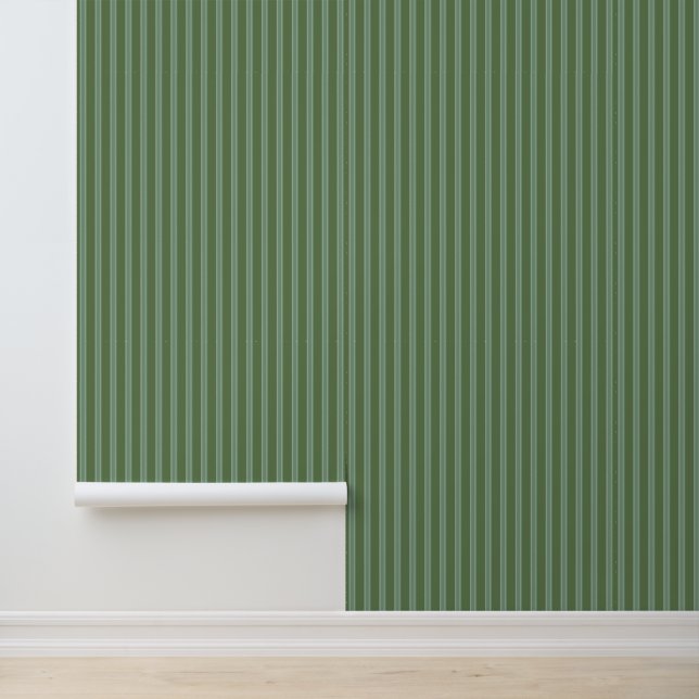 Modern Vertical Kale Green Striped Pattern Wallpaper (Application)