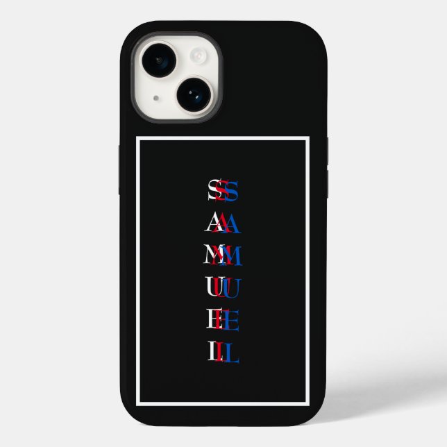 Modern Vertical Monogram Black White Case-Mate iPhone Case (Back)