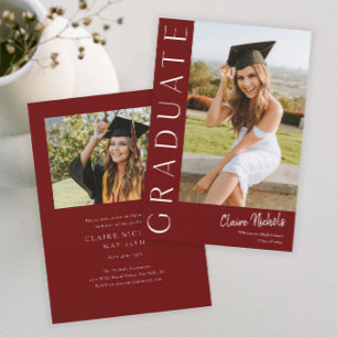 Modern Vertical Photo Graduation Invitation