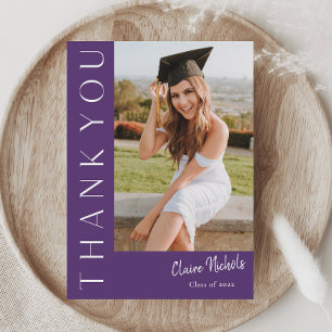 Modern Vertical Photo Graduation Thank You Card