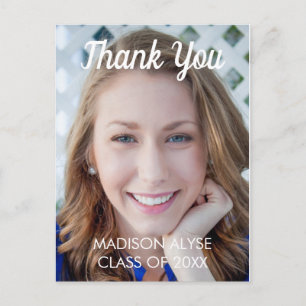 Modern Vertical Photo Graduation Thank You Postcard