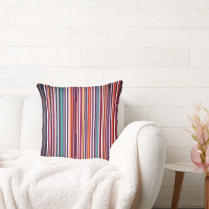 Modern Vertical Stripe Abstract in Plum & Teal Throw Pillow