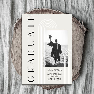 Modern Vertical Two Photo Graduation Invitation