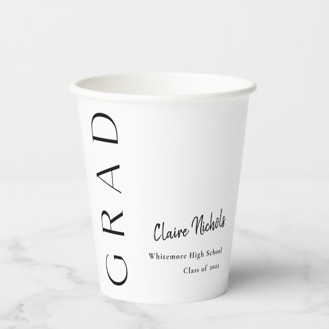 Modern Vertical Typography Graduation Paper Cups (Front)