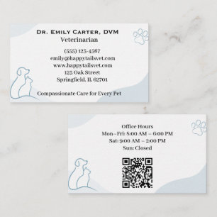 Modern Vet Clinic With QR Customizable  Business Card