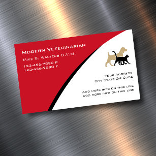 Modern Veterinarian Magnetic Business Cards