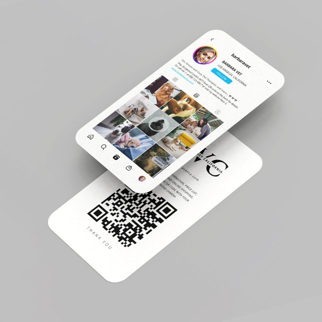 Modern Veterinarian Veterinary VET Instagram Business Card (Modern Veterinarian Veterinary VET Instagram monogram white Business Card
)