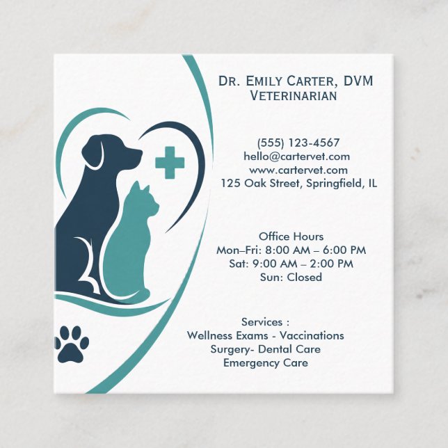 Modern Veterinary Business Card Template  (Front)