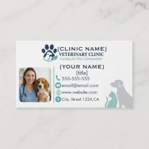 Modern Veterinary Clinic Photo Business Card 