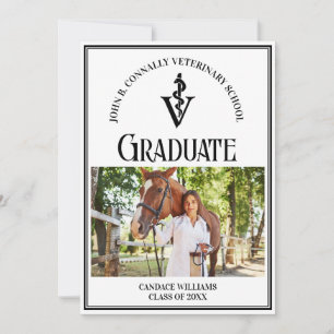Modern Veterinary School Photo Custom Graduation Announcement
