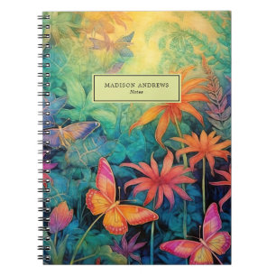 Modern Vibrant Batik Watercolor Floral Notebook