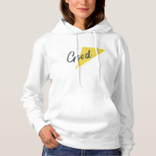 Modern, vibrant, bold graphic design of Good Hoodie