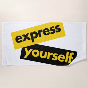 Modern, vibrant, bold graphic of Express Yourself Beach Towel