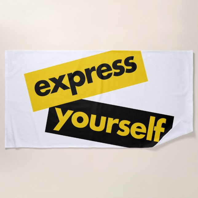 Modern, vibrant, bold graphic of Express Yourself Beach Towel (Front)