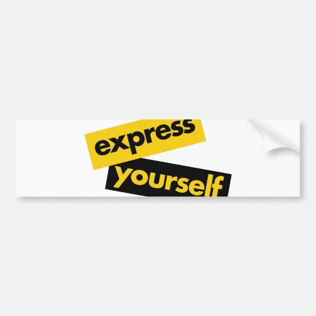 Modern, vibrant, bold graphic of Express Yourself Bumper Sticker (Front)