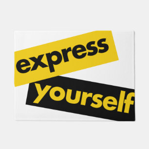Modern, vibrant, bold graphic of Express Yourself Doormat
