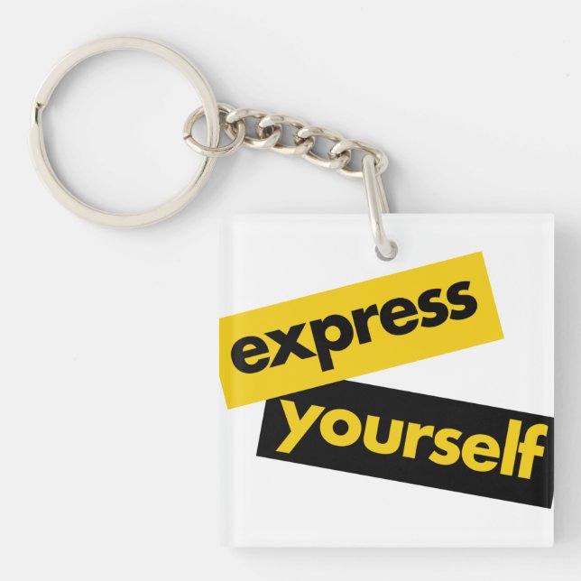 Modern, vibrant, bold graphic of Express Yourself Keychain (Front)
