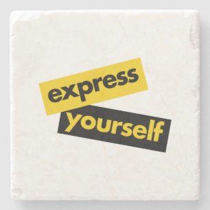 Modern, vibrant, bold graphic of Express Yourself Stone Coaster