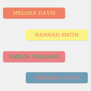 Modern Vibrant Colour Kids Waterproof Name Labels