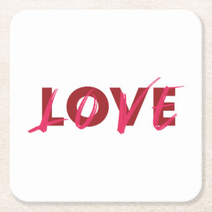 Modern, vibrant, cool, trendy design of Love Square Paper Coaster
