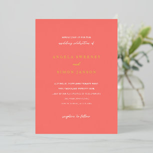 Modern Vibrant Coral Simple Wedding
