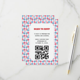 Modern Vibrant Flower Power Wedding Pattern,  RSVP Card