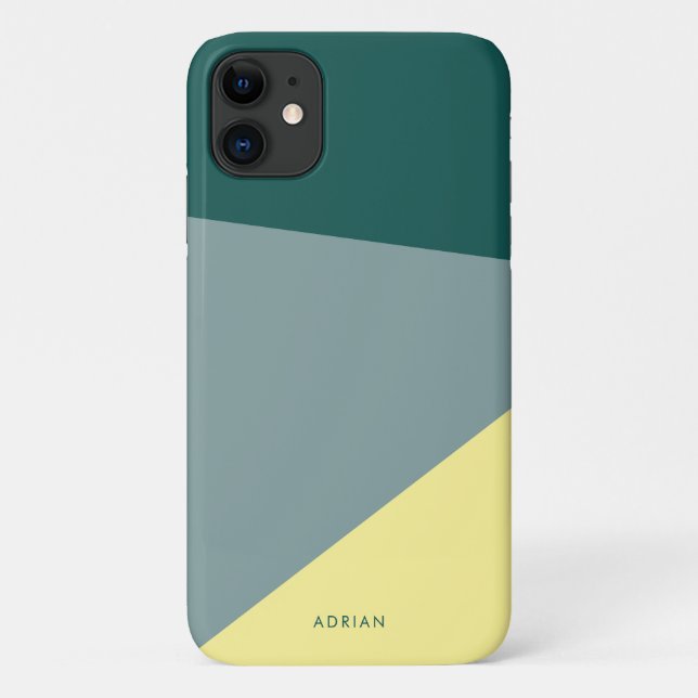 Modern vibrant green mint & yellow geometric Case-Mate iPhone case (Back)
