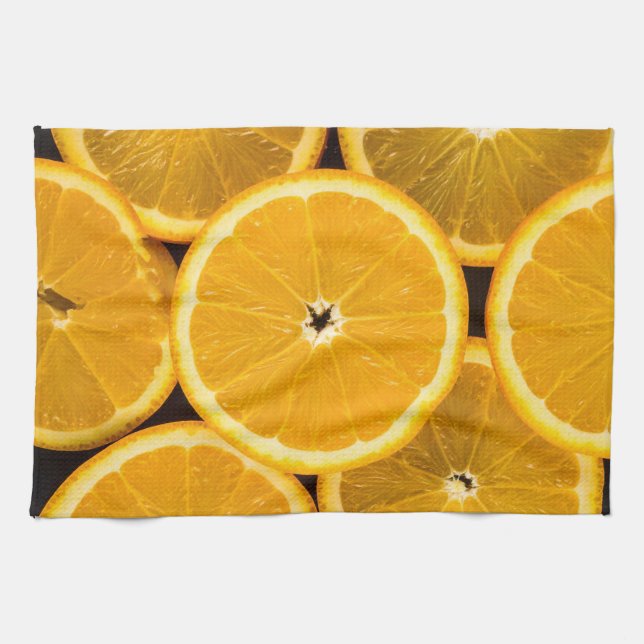 Modern Vibrant Orange Citrus Fruit Kitchen Decor Kitchen Towel (Horizontal)