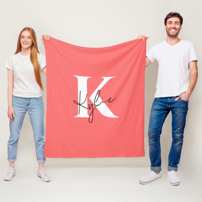 Modern Vibrant Personalized Monogram Name -  Fleece Blanket (In Situ)
