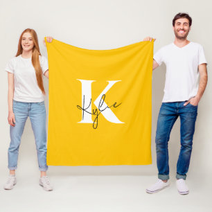 Modern Vibrant Personalized Monogram Name - Fleece Blanket