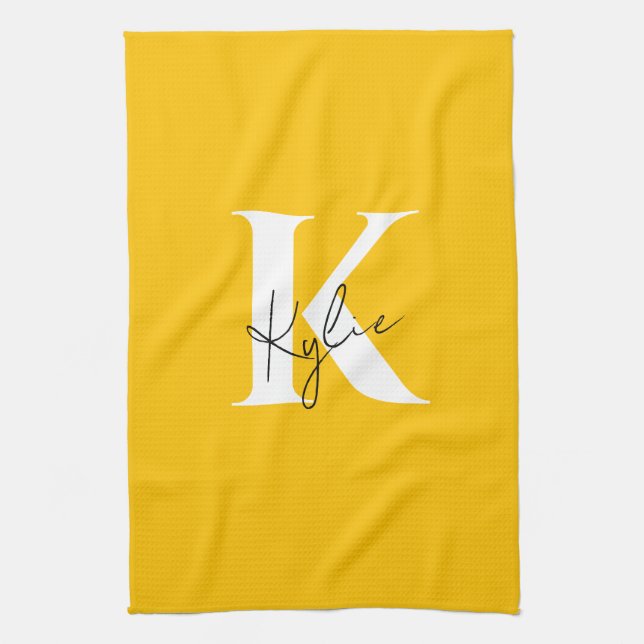 Modern Vibrant Personalized Monogram Name -  Kitchen Towel (Vertical)