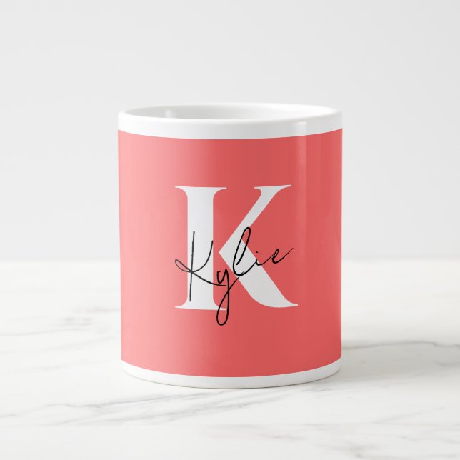Modern Vibrant Personalized Monogram Name -  Large Coffee Mug (Front)