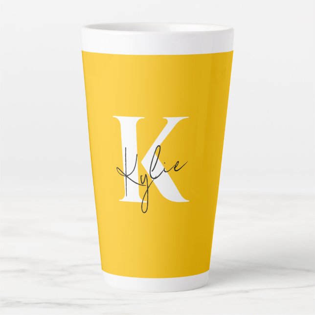 Modern Vibrant Personalized Monogram Name - Latte Mug (Front)