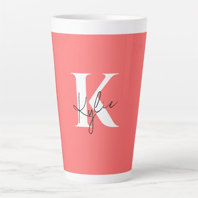 Modern Vibrant Personalized Monogram Name - Latte Mug (Front)