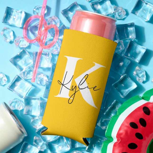 Modern Vibrant Personalized Monogram Name -  Seltzer Can Cooler (In Situ Summer)