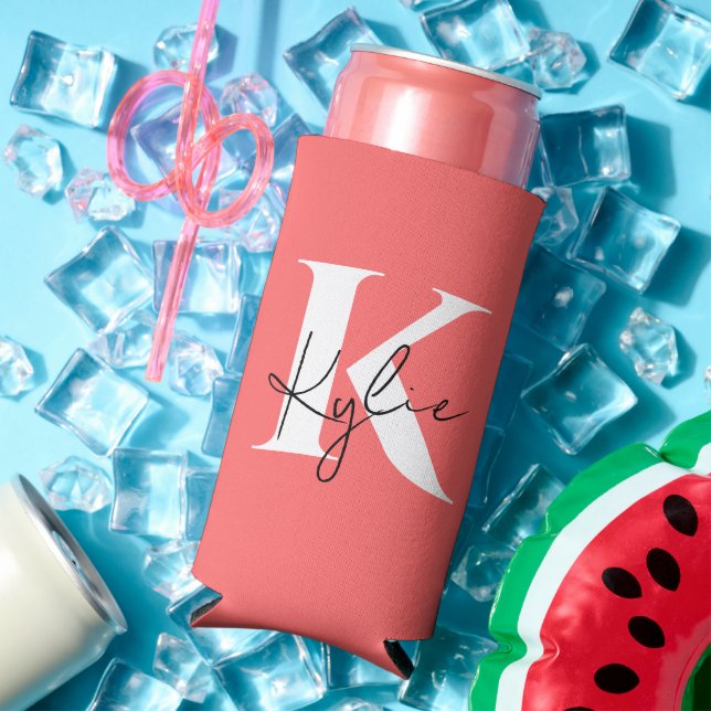 Modern Vibrant Personalized Monogram Name -  Seltzer Can Cooler (In Situ Summer)