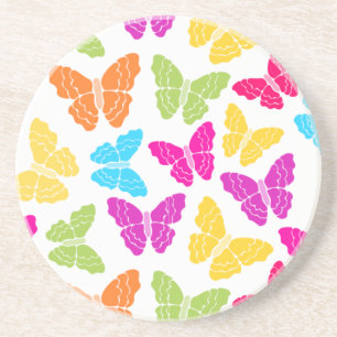 Modern Vibrant Rainbow Butterfly Cute Pattern  Coaster