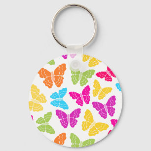 Modern Vibrant Rainbow Butterfly Cute Pattern  Keychain