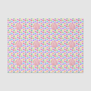 Modern Vibrant Rainbow Doodle Hearts Monogrammed Tissue Paper