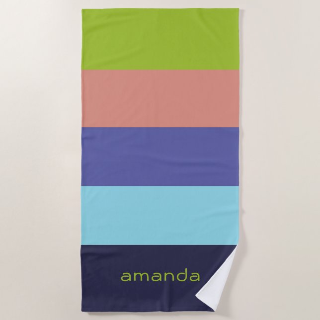 Modern Vibrant Stripes Beach Towel (Front)