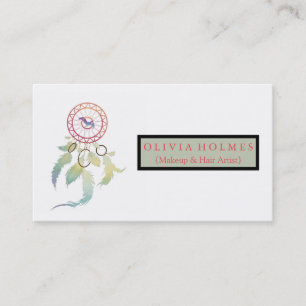 Modern Vibrant Watercolor Bohemian Dreamcatcher Business Card