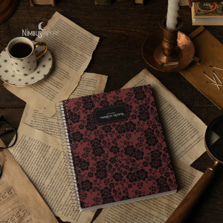 Modern Victorian Black Lace Deep Red Journal