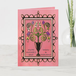 Modern Victorian Bouquet on Pink (Personalized) Card