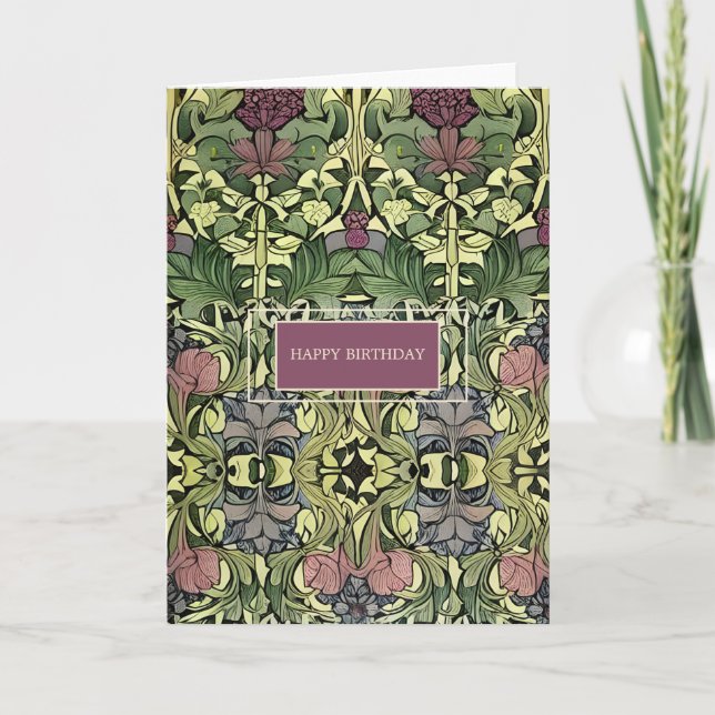 Modern Victorian Inspired Floral Happy Birthday Ca Card (Front)