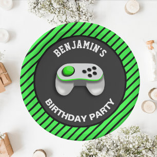 Modern Video Game Birthday Party Paper Plate